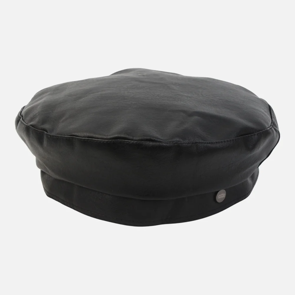 Leather Logo Black Beret 皮革貝雷帽