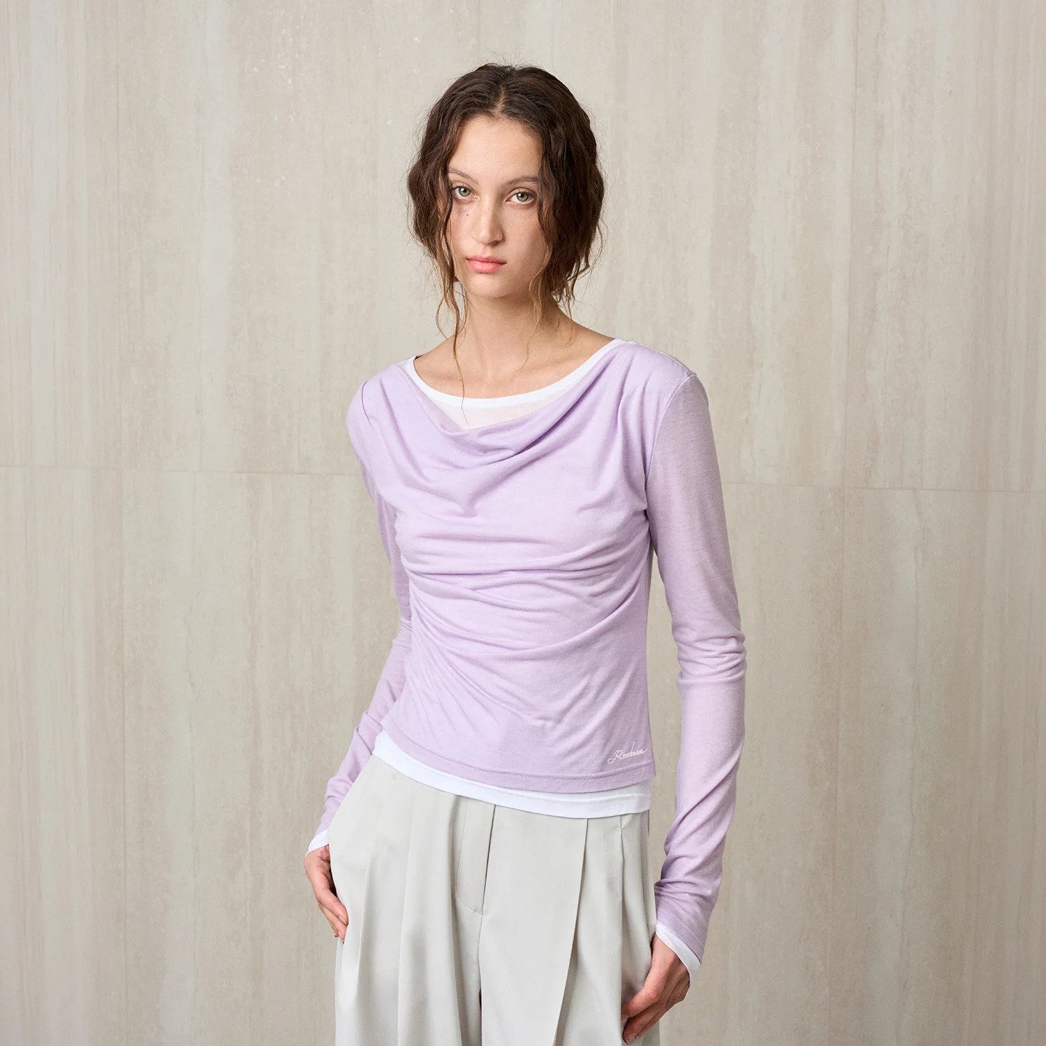 WOOL JERSEY LAYERED TOP LILIAC