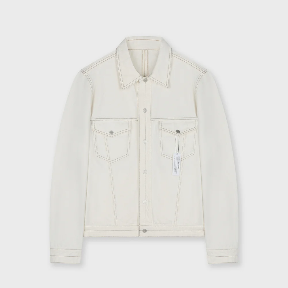 CONE MILL DENIM STITCHED TRUCKER JACKET ECRU