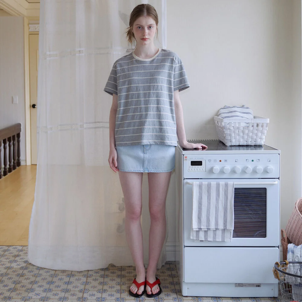 Label border T-shirt _Melange gray