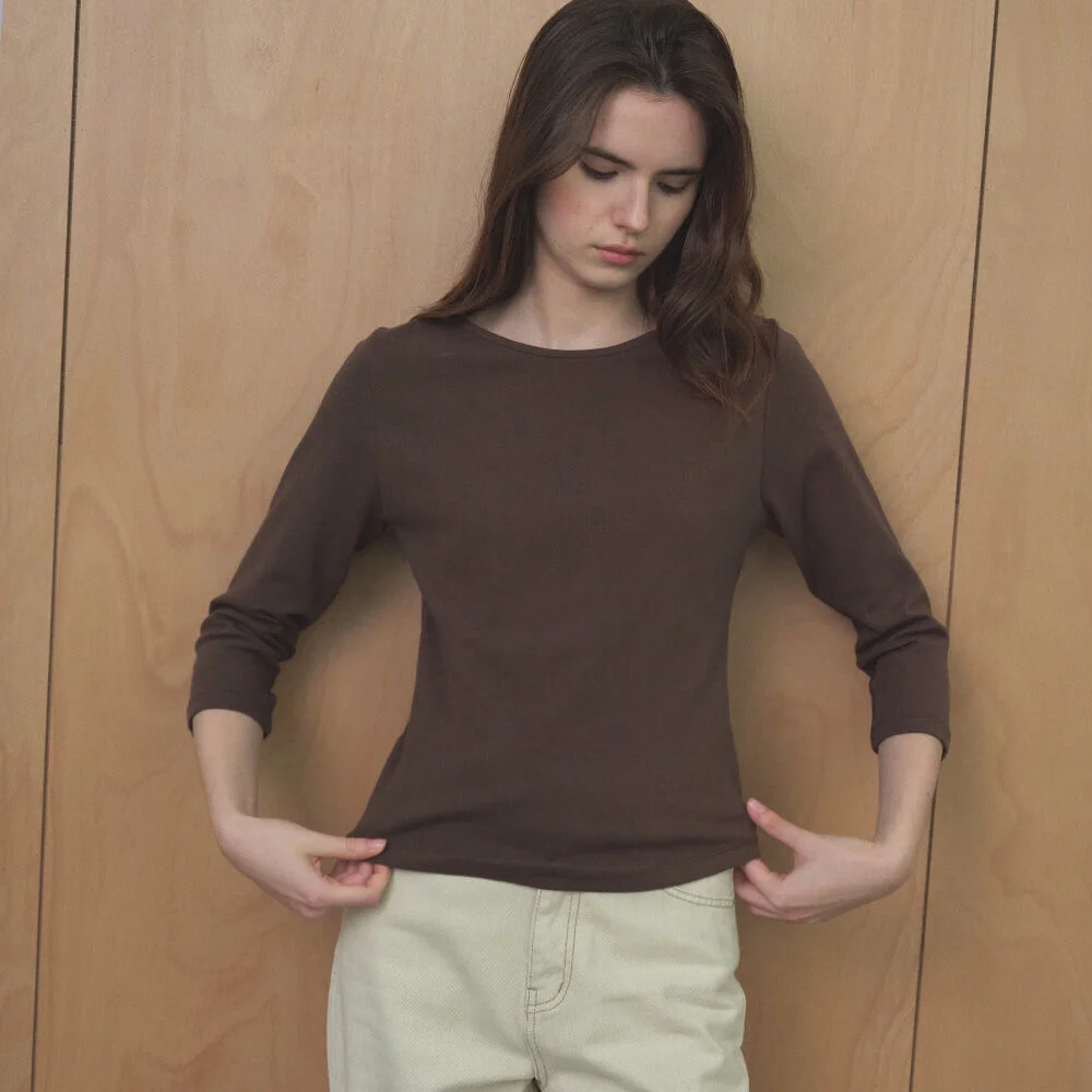 LAYER BOAT NECK TEE _Brown