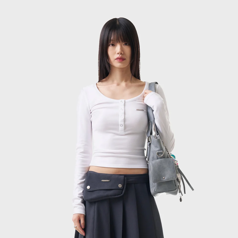 Button Fitted Top (White)