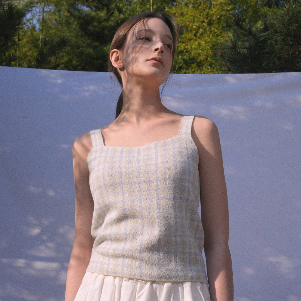 Linen Jacquard Knit Sleeveless (beige)