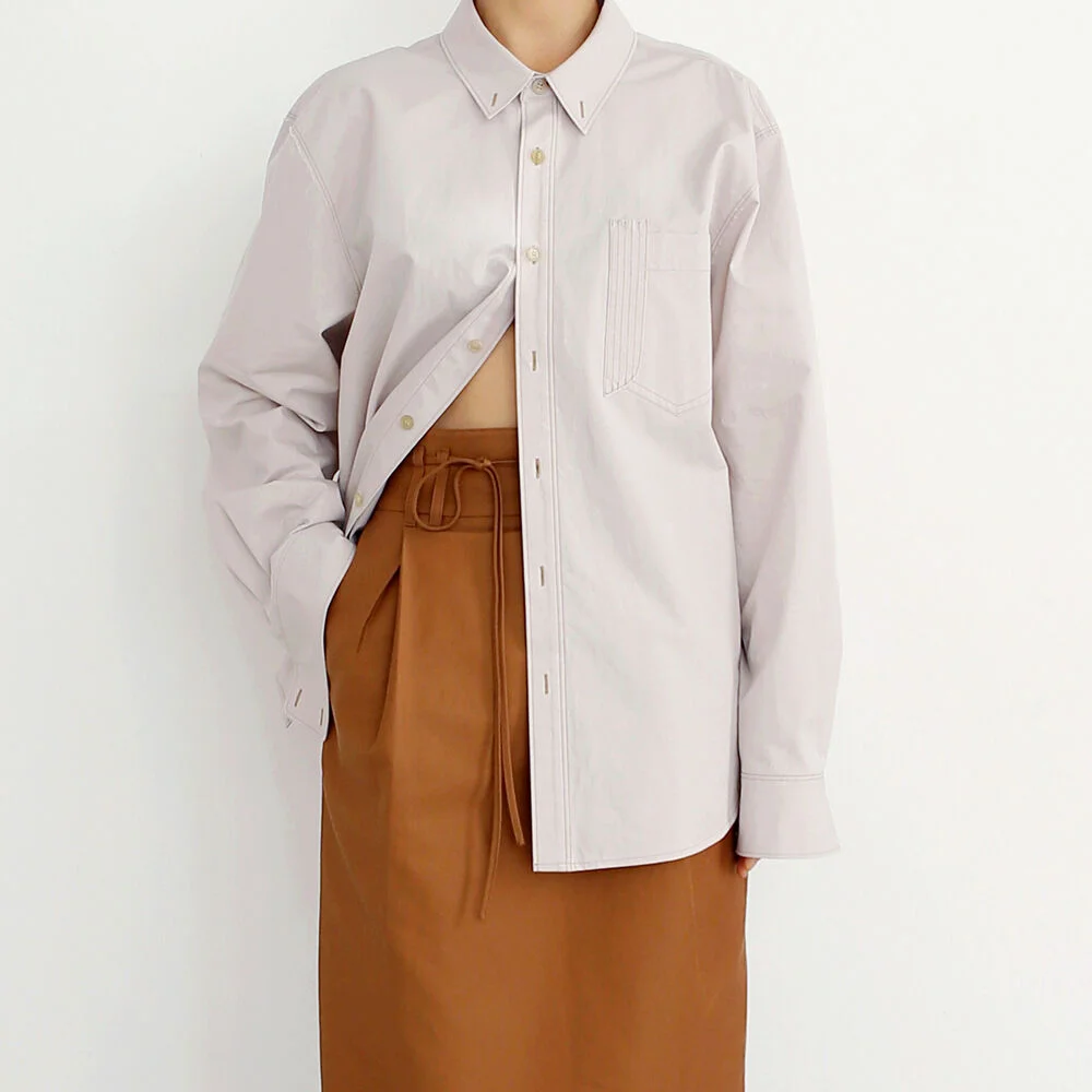 Deep Yoke Stitch Shirts / Light Greige