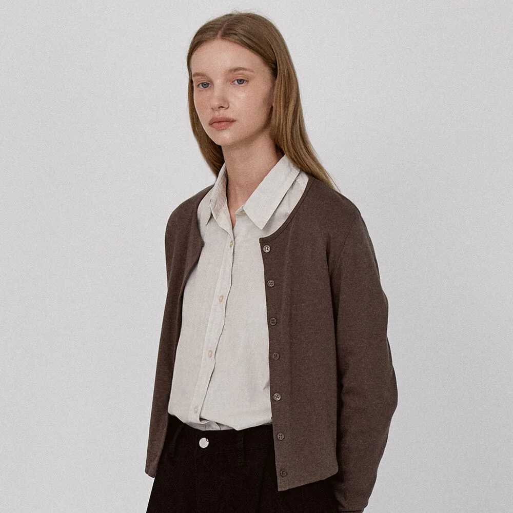 Daily Ribbed Cardigan - Brown