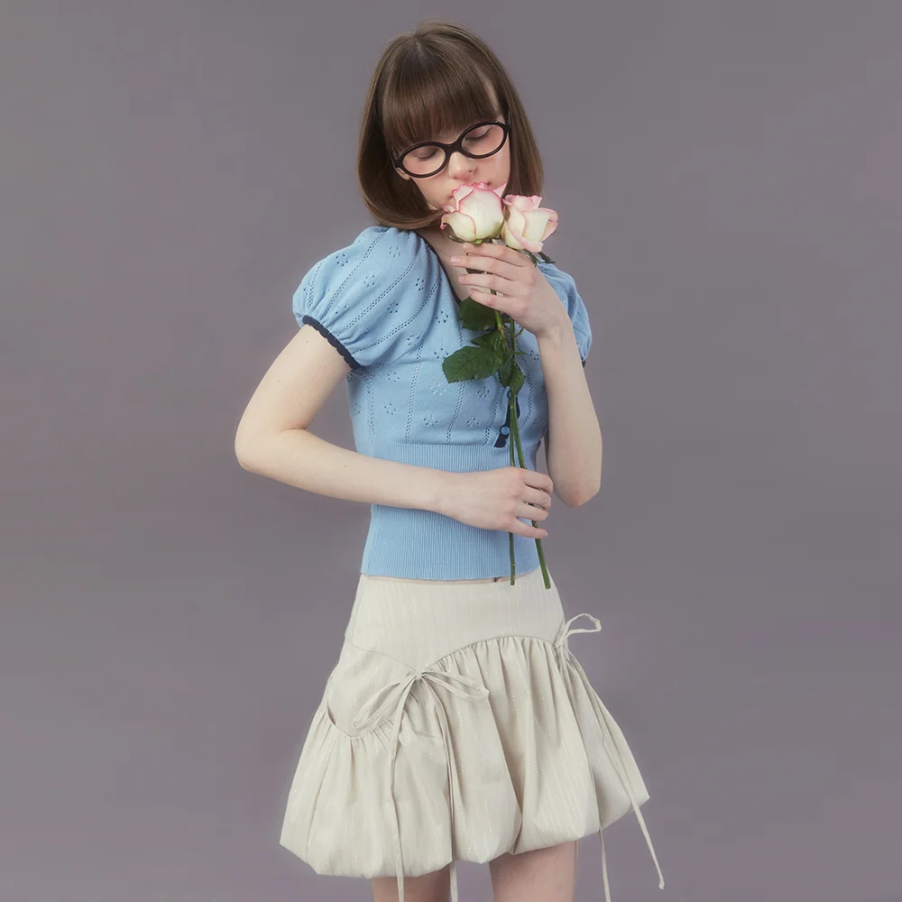 PETIT POINTELLE KNIT (LIGHT BLUE)