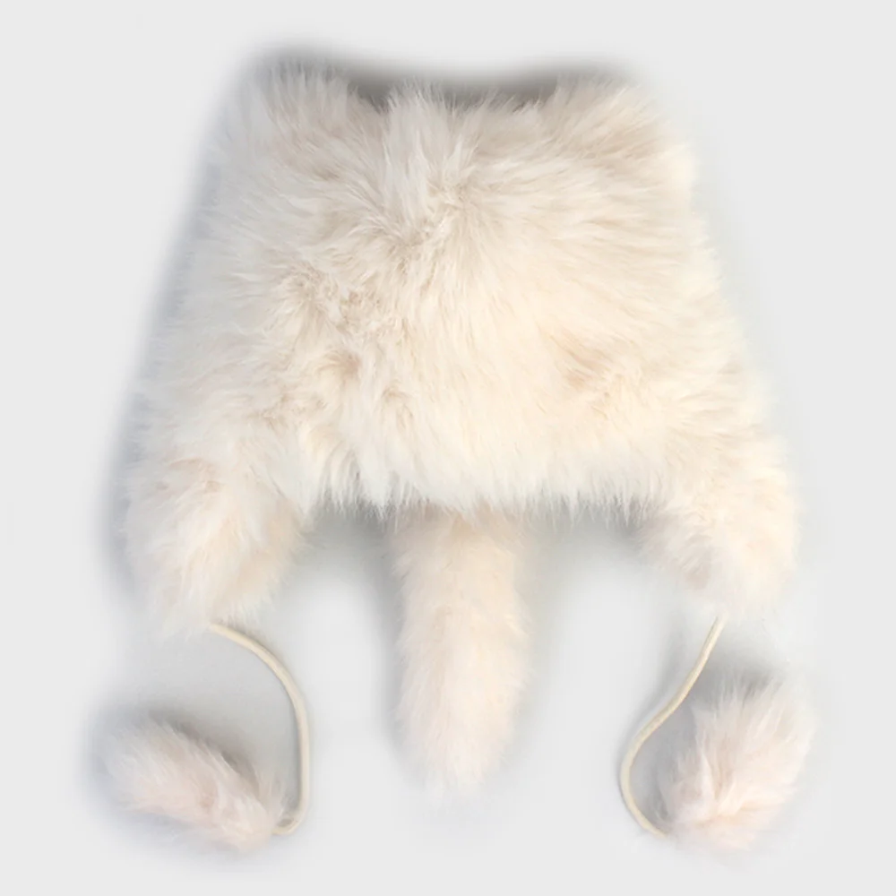 Fox White Poly Fur Balaclava 狐狸帽