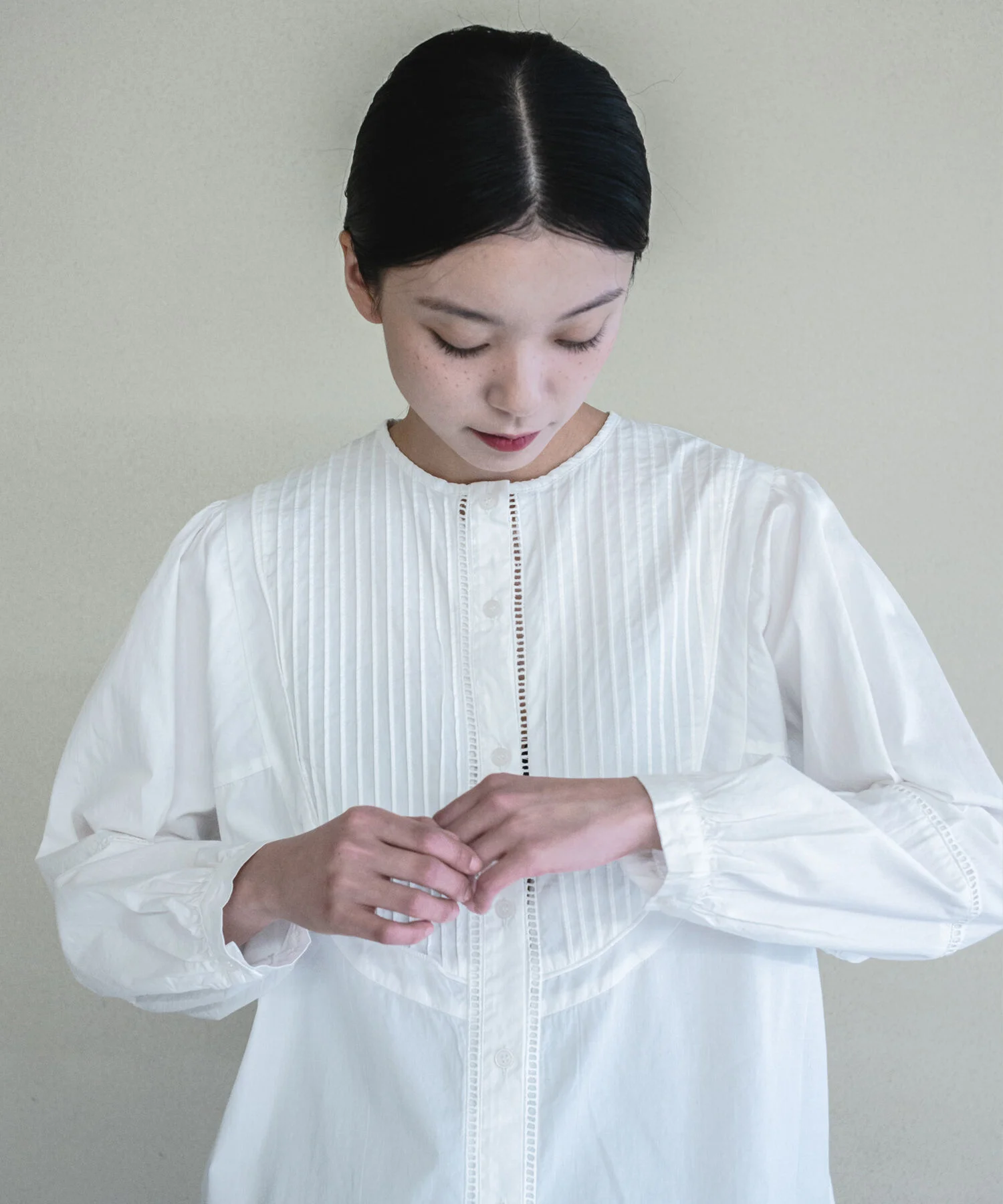 Pin Tuck White Blouse
