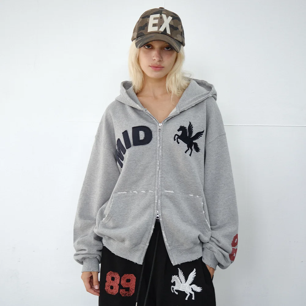 mid horse zip up (grey)