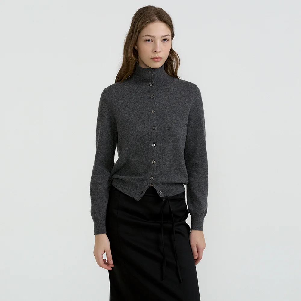 Turtleneck Cardigan (Deep Grey)