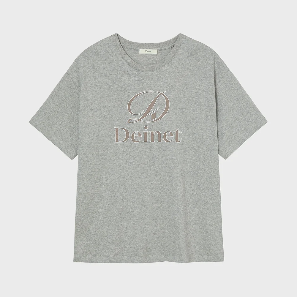 APPLICATION STITCH T-SHIRT IN MELANGE GREY