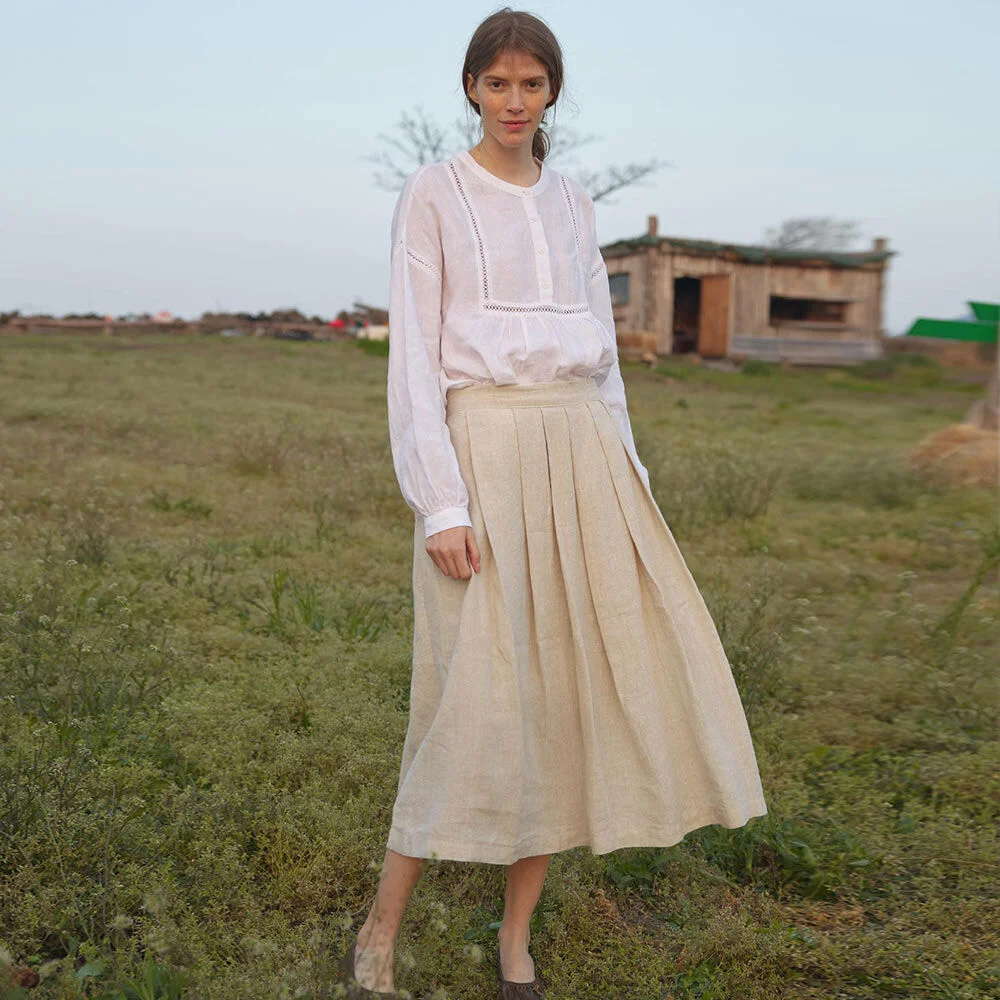 Emily punched raglan linen blouse