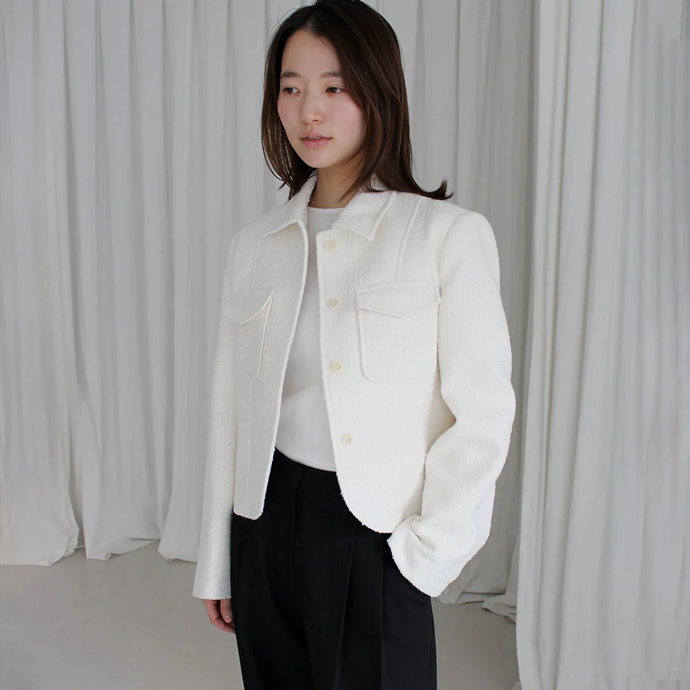 Short tweed jacket (ivory)