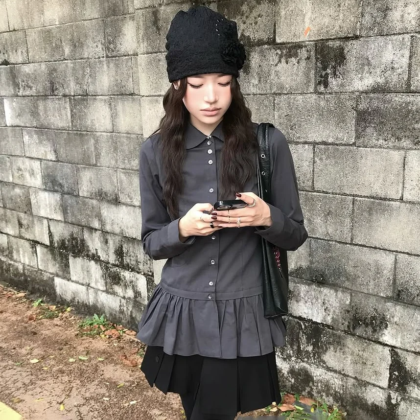 Dani Frill Shirts (FL-188_Charcoal)