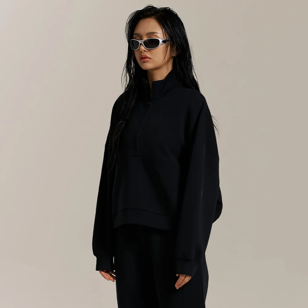 Drift Core 女裝 半拉鏈 上衣-黑色