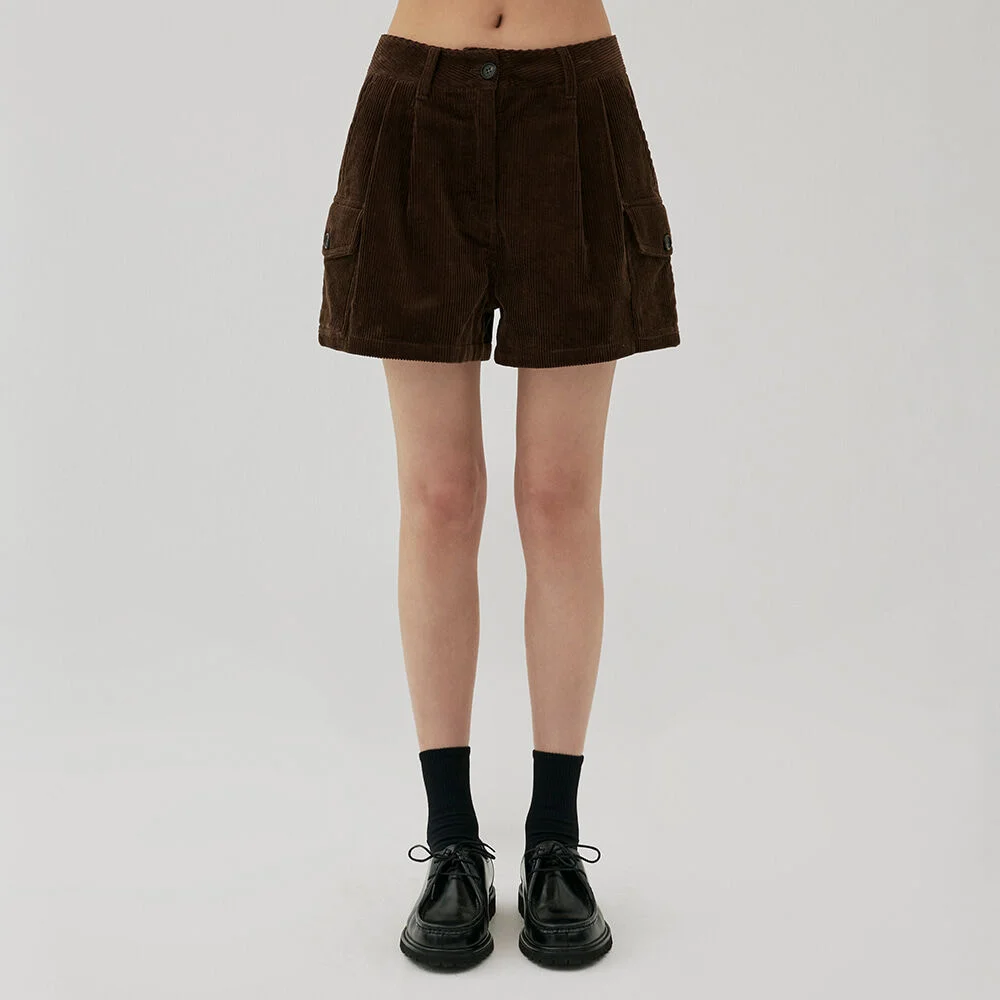 Corduroy Pocket Shorts (Brown)