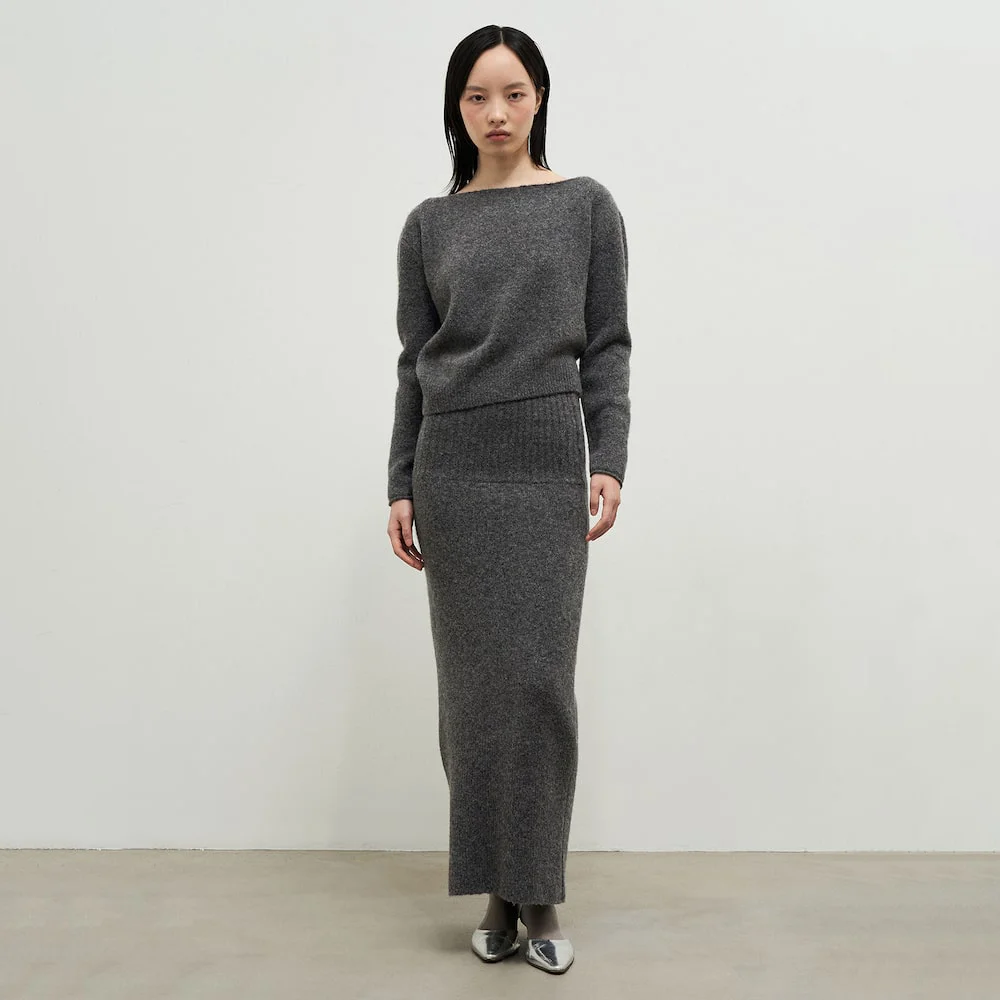 Llama Blend Long Skirt Grey (AG4927S013)