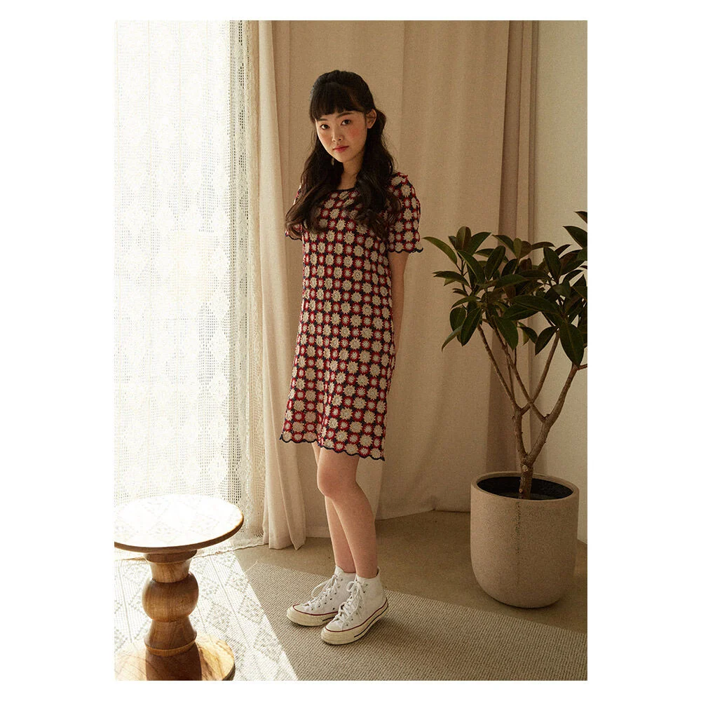 Rainbow knit one-piece