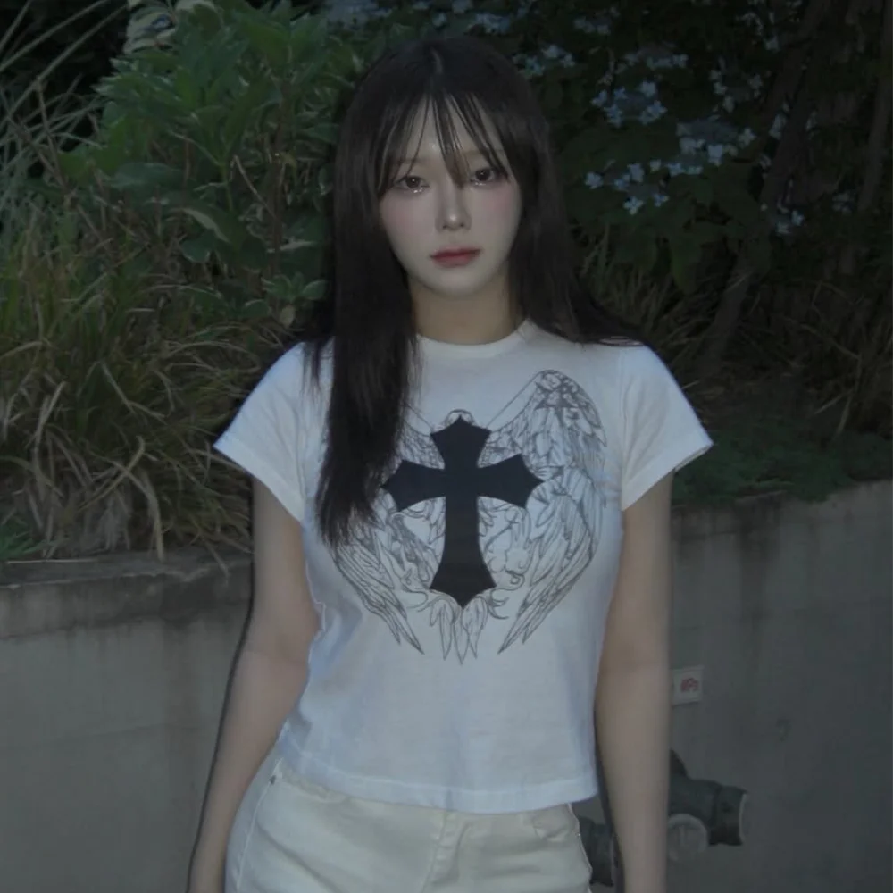 交叉 翼 T恤_白色
