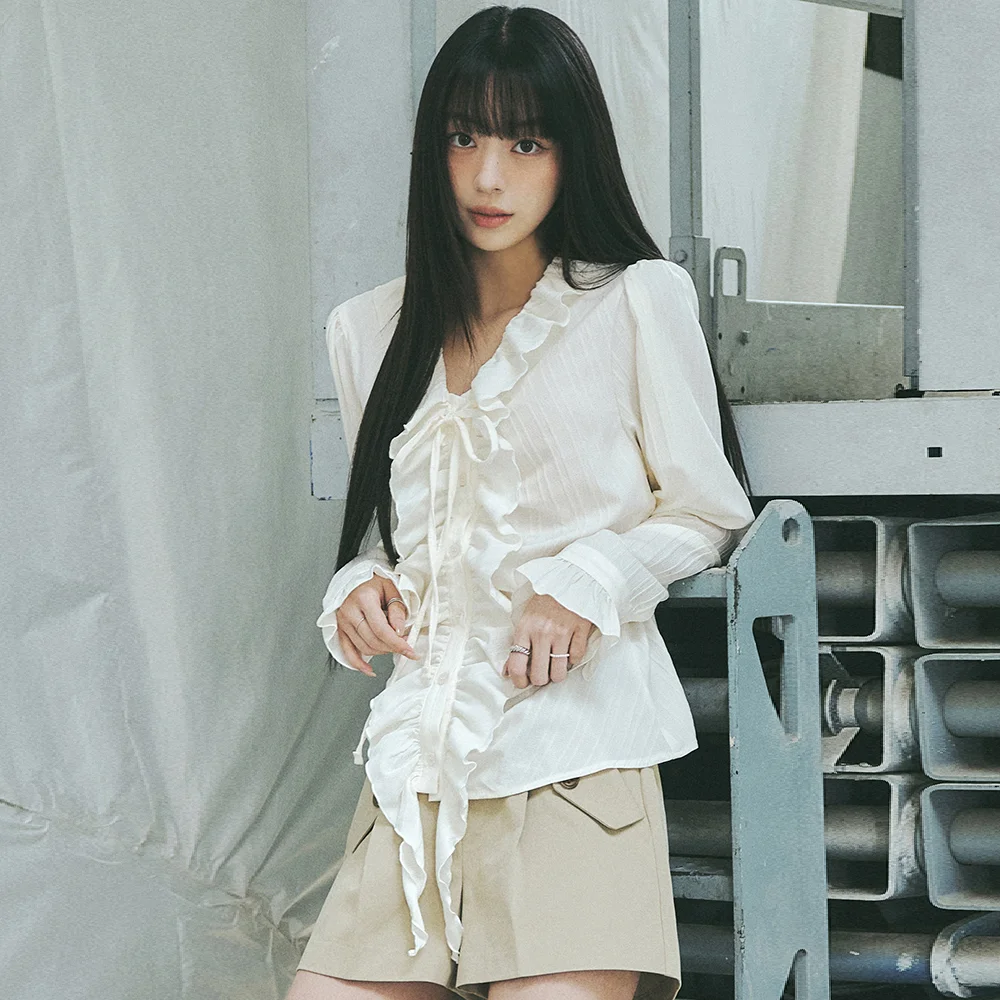 VINTAGE RUFFLE BLOUSE_IVORY