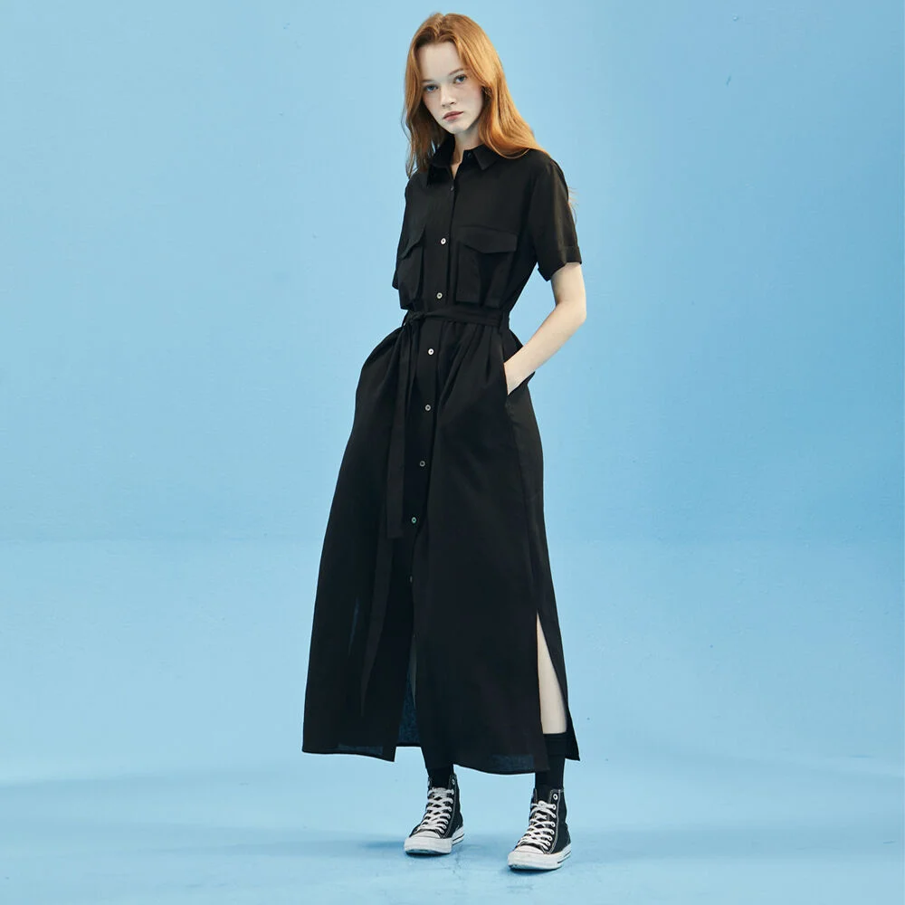 Linen Pocket Shirt One-Piece