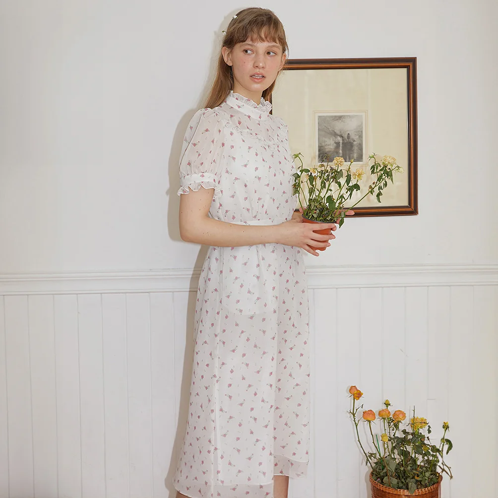 IVORY ROSE CHIFFON DRESS