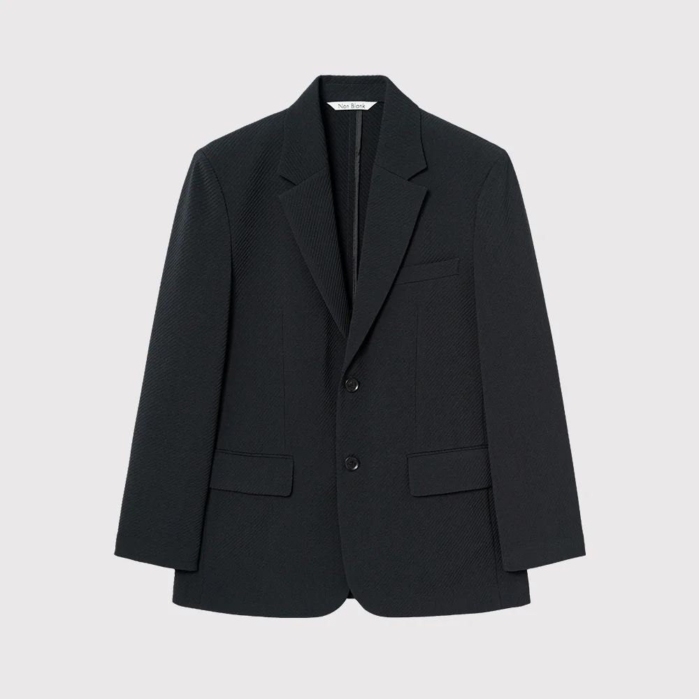 泡泡紗 壓紋 寬鬆版型 外套_DARK NAVY