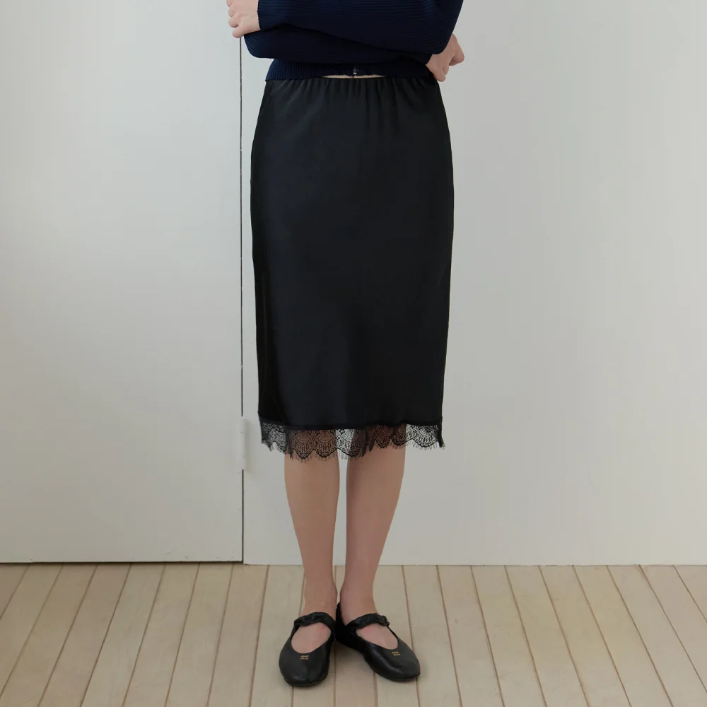 Veya lace midi skirt (black)