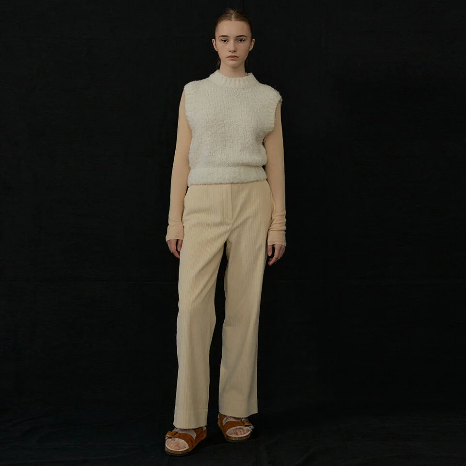 corduroy straight pants (cream)