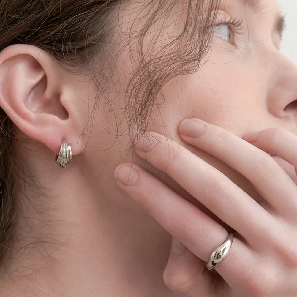 waterfall ring earrings (E052_silver)