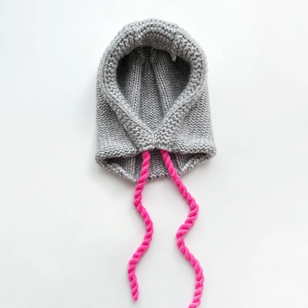 雙色 麻花 針織衫 Bonnet Hat 灰色