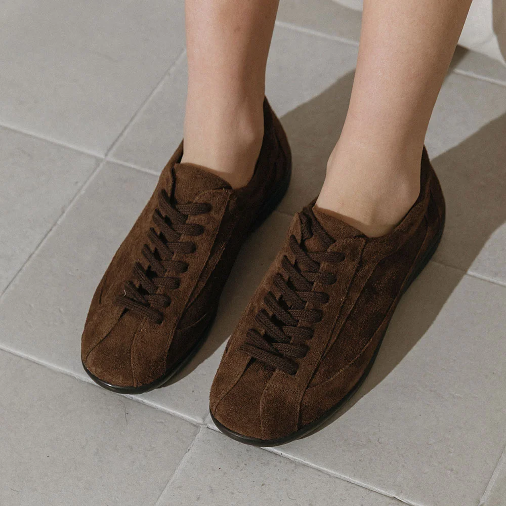 Amos derby sneakers(Suede brown)