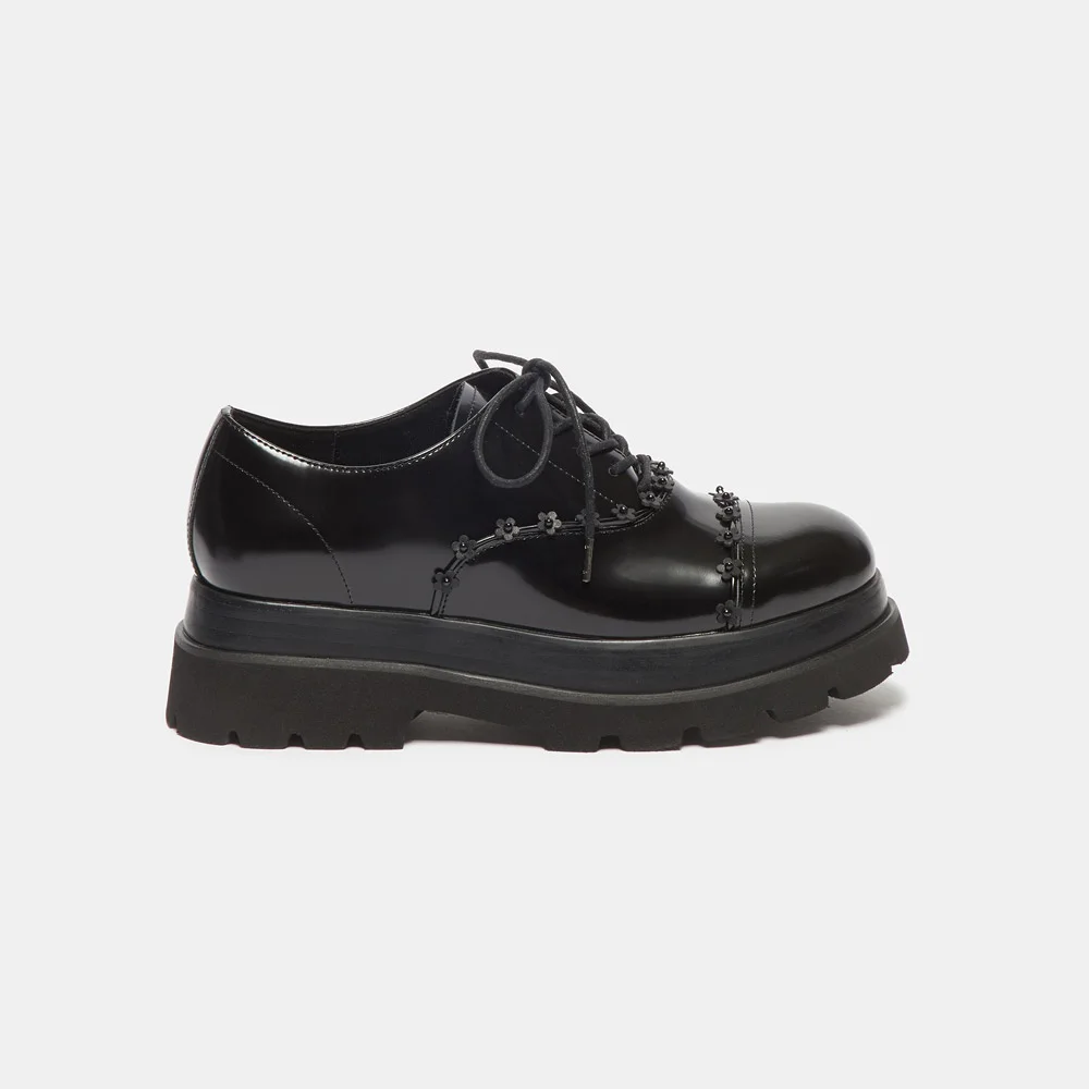 Floral platform loafer(black)_DG1DA26515BLK