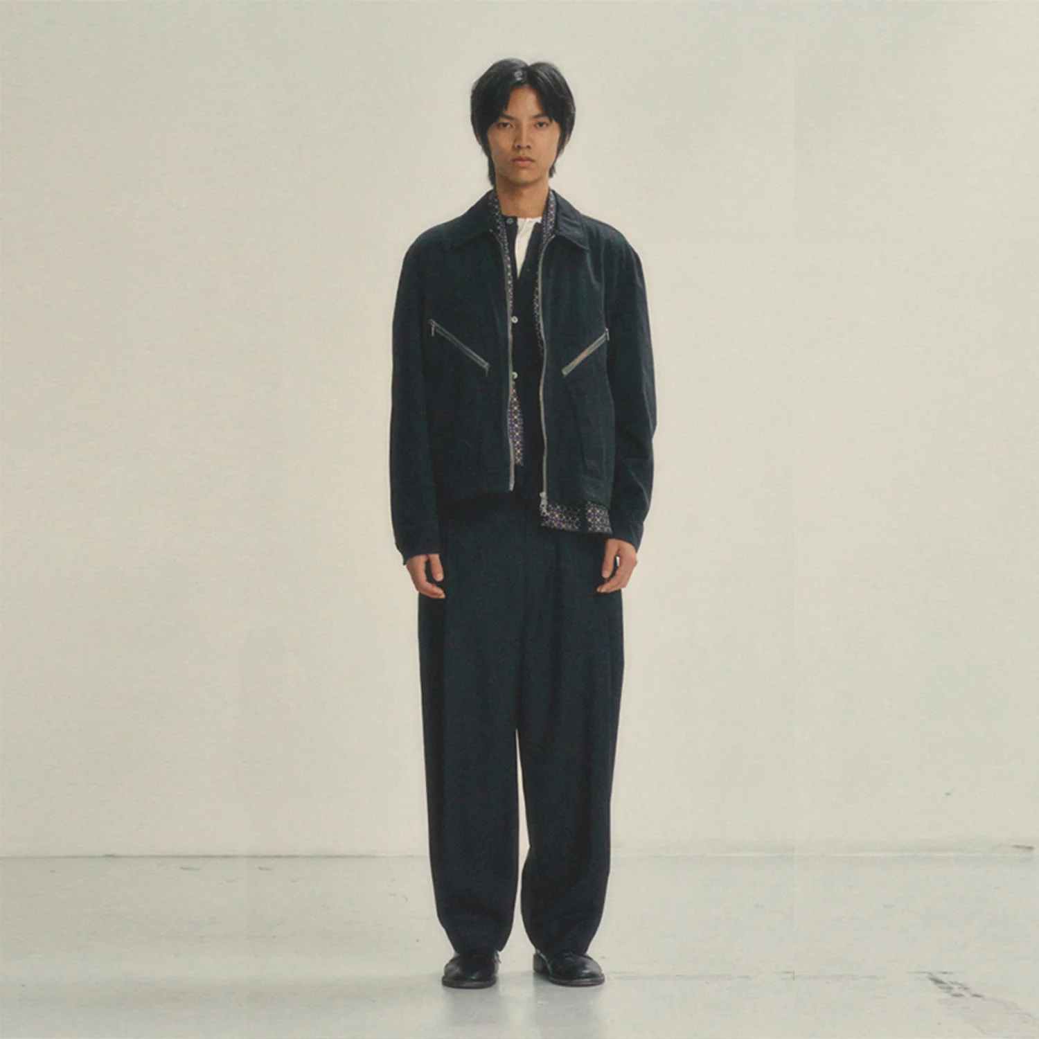 Garment Washed Cotton Flight Jacket_ Faded Black