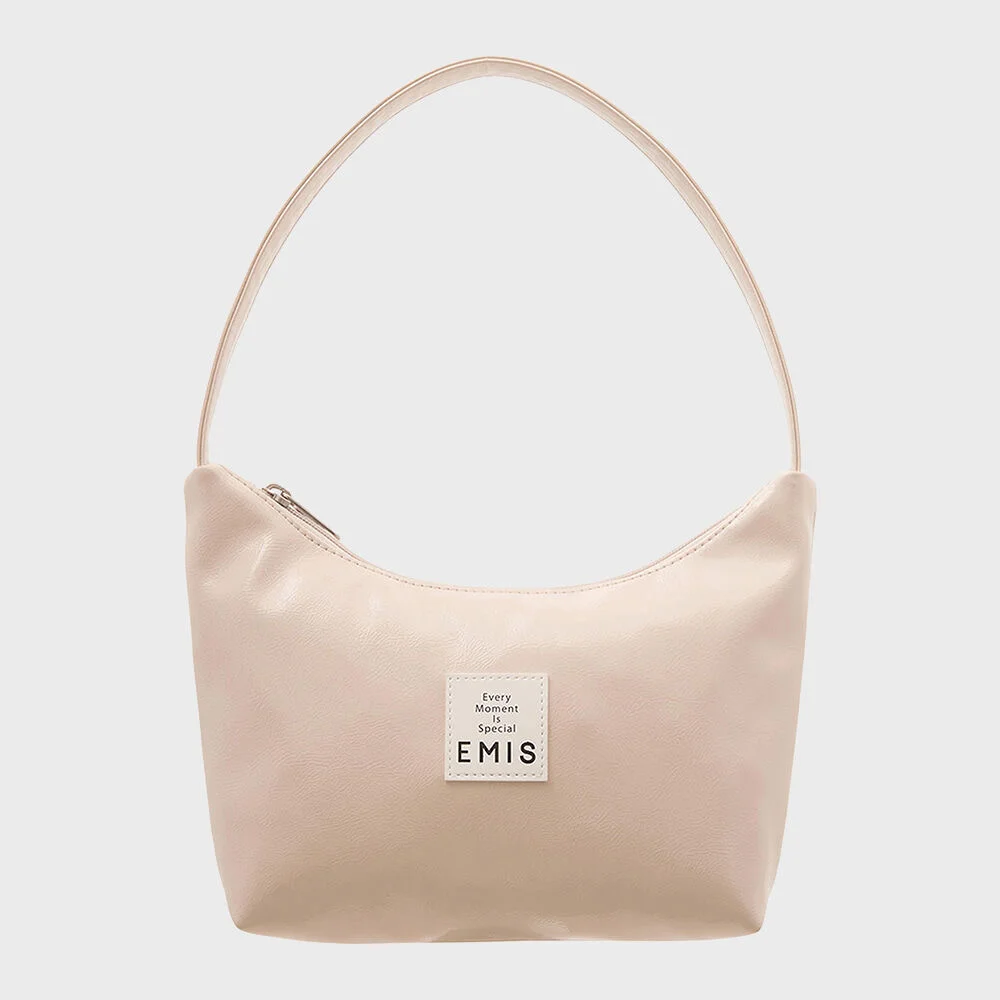 NEW ENAMEL HOBO BAG-CREAM