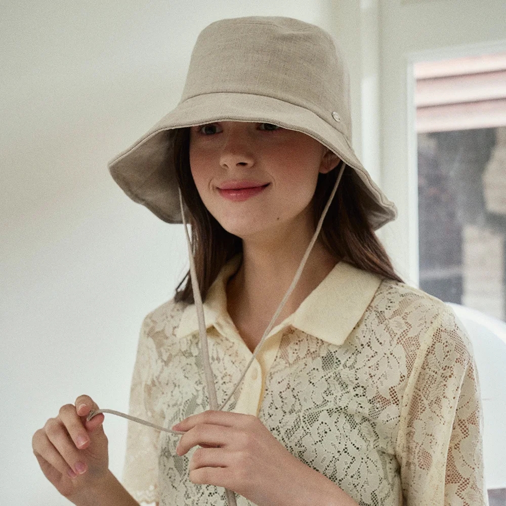 Linen medium bucket hat_3color