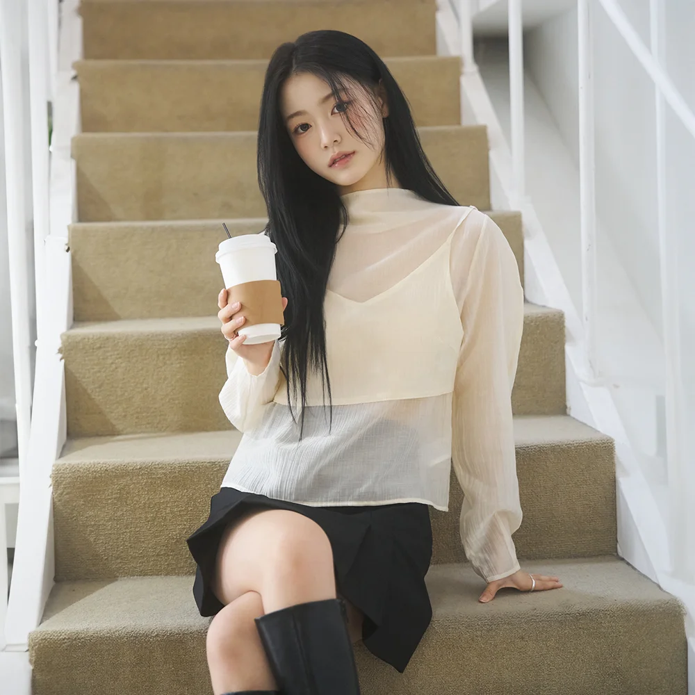 High-Neck Bustier Blouse