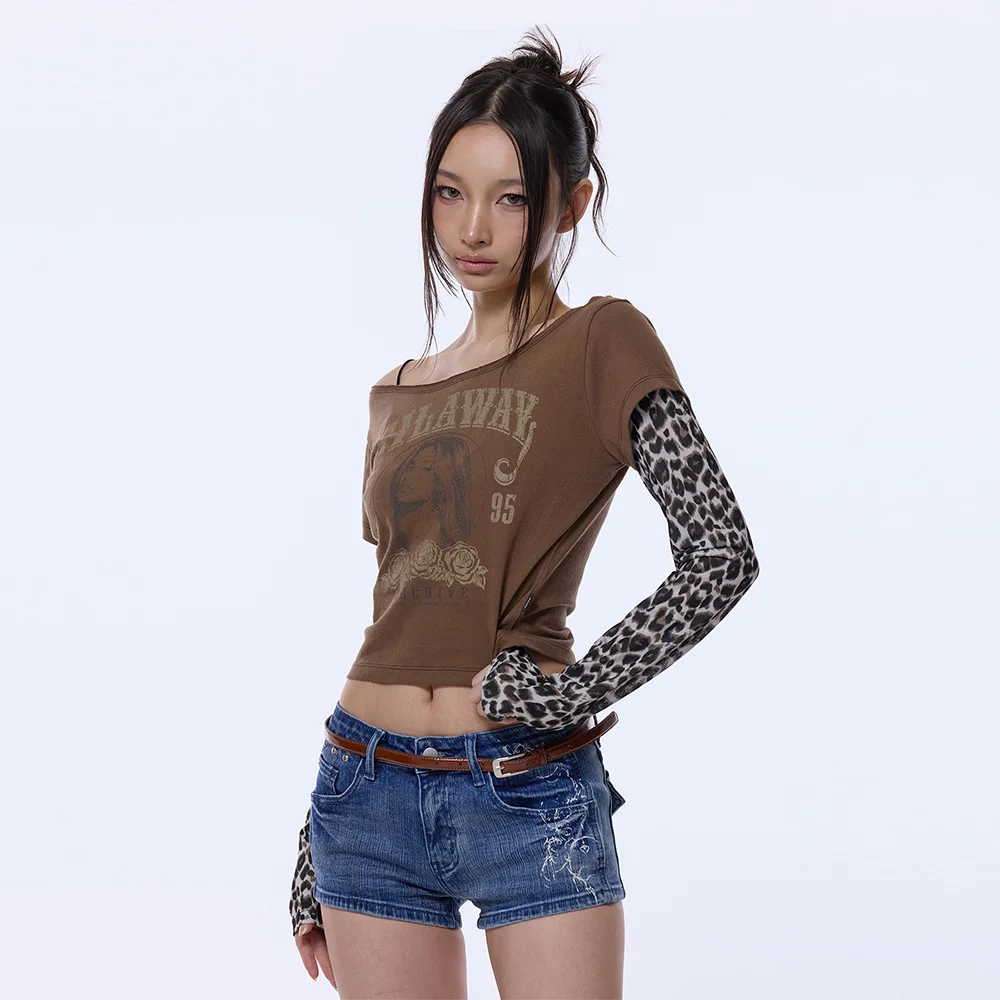 RUNAWAY GIRL LEOPARD LONG SLEEVE_BROWN