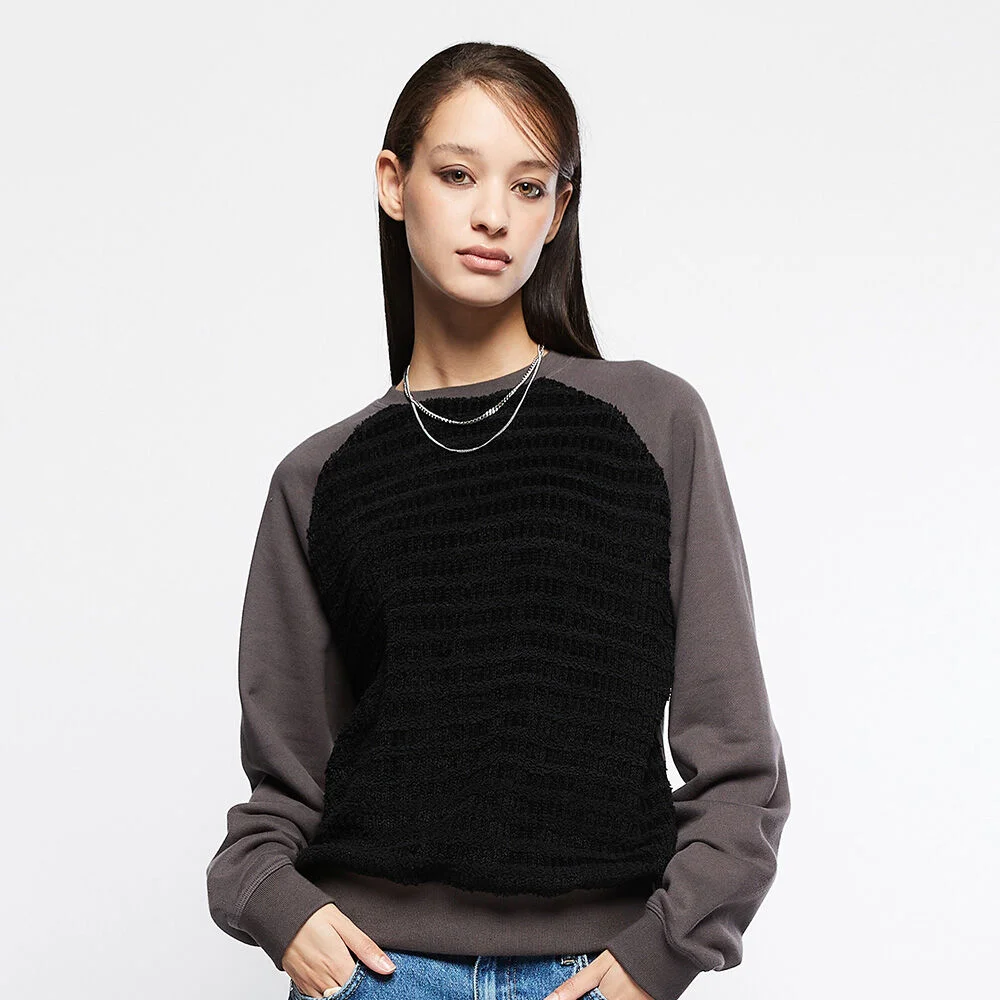 L7 WAFFLE KNIT SWEATSHIRT(CHARCOAL)