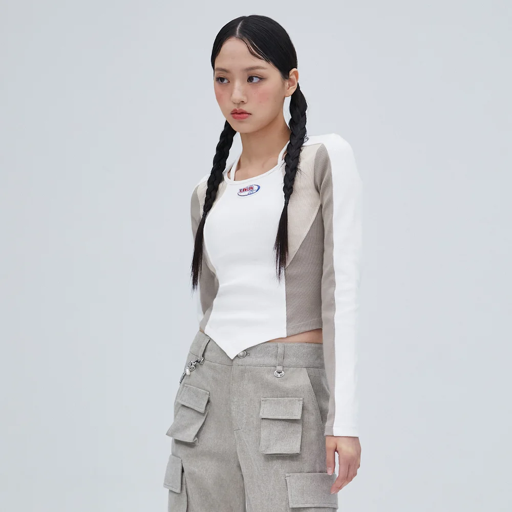 STRAP COLOR BLOCK T-SHIRT IVORY BP3CL003