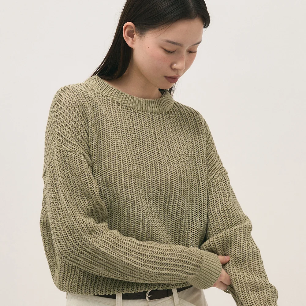 Paper Net Crewneck Knit Sage Green