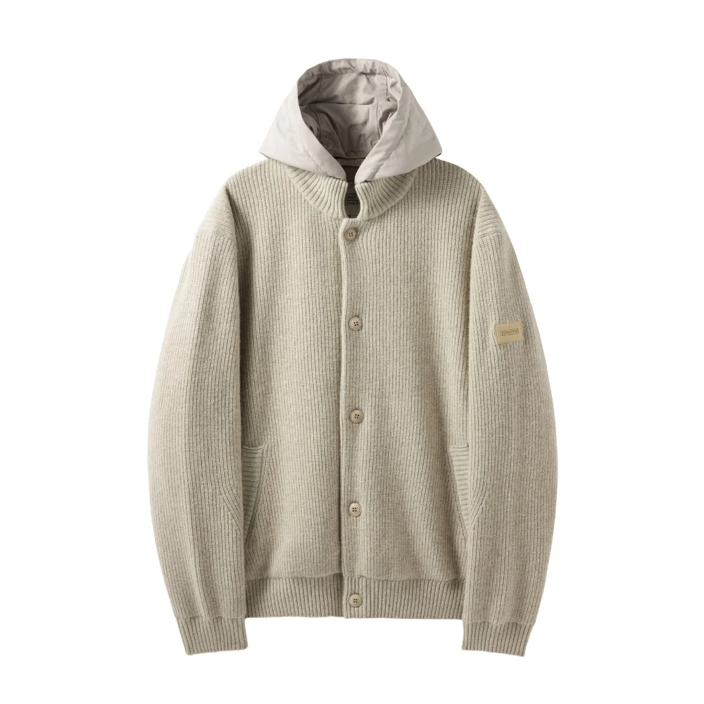 HOOD DETACHABLE HYBRID CARDIGAN - L/BEIGE (P244UCD403)