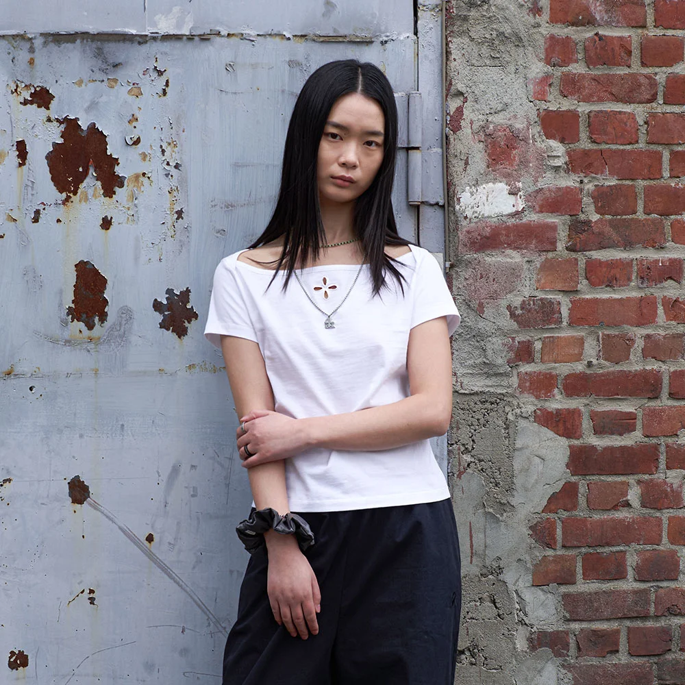 Signature Boat Neck Line T-shirt_White