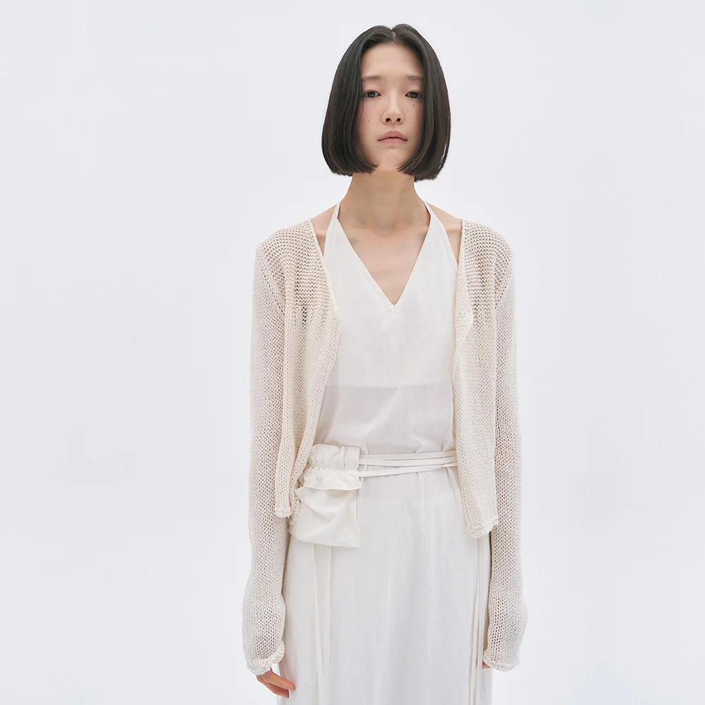 Luniel Net Knit Cardigan (Ivory)