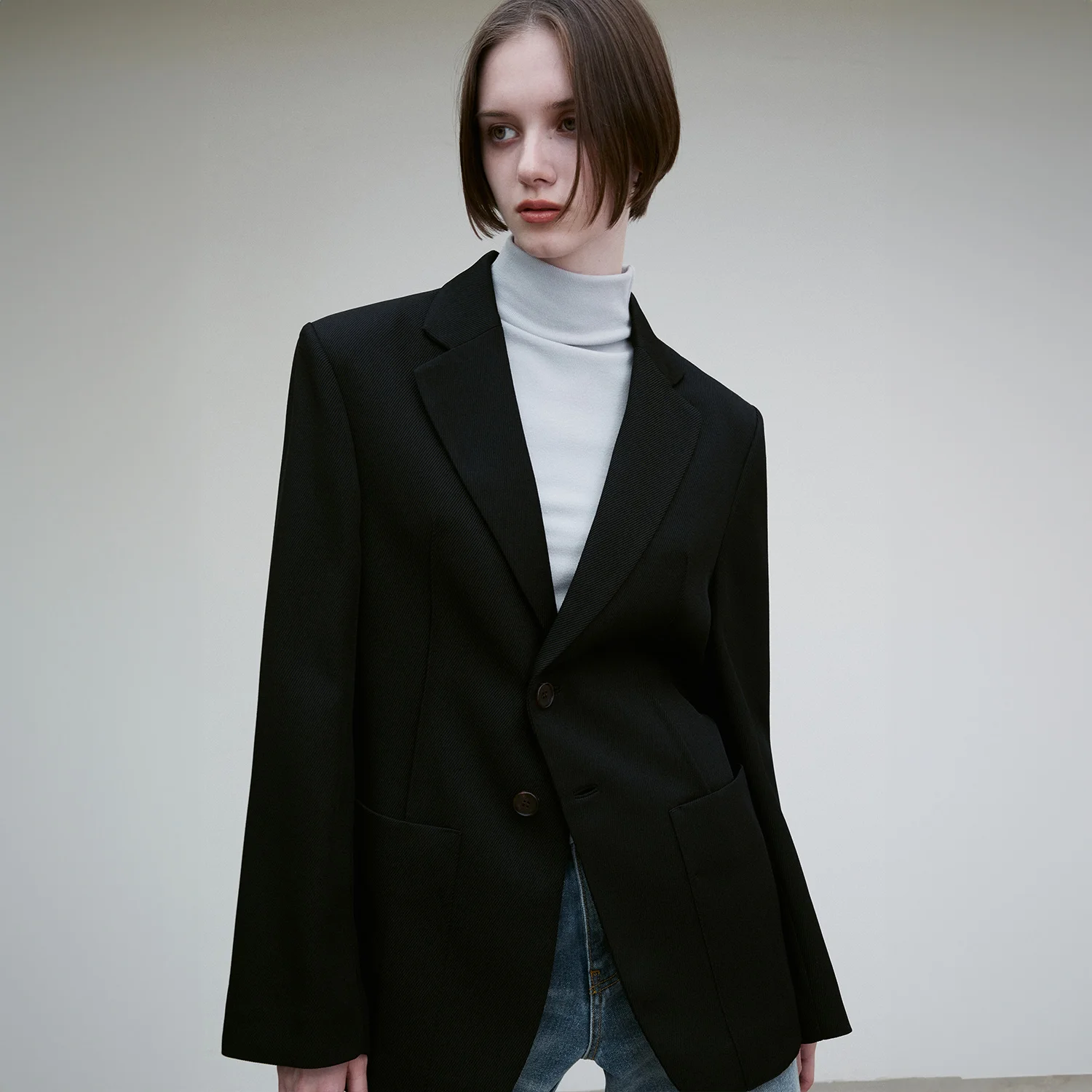 TWILL BLAZER JACKET BLACK