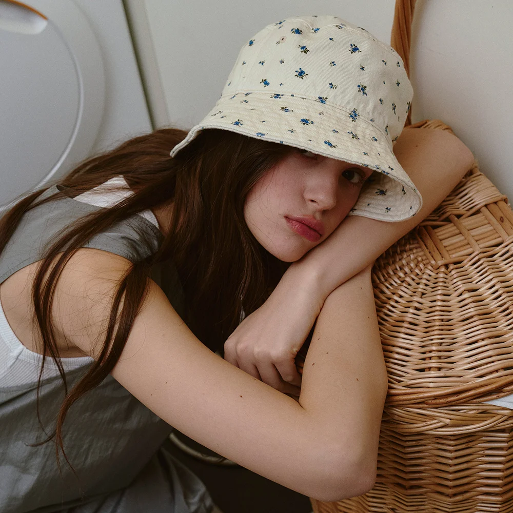 Vintage flower bucket hat_3color