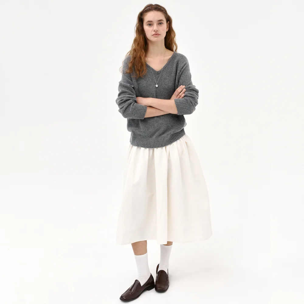 Miriam Shirring Skirt_cream