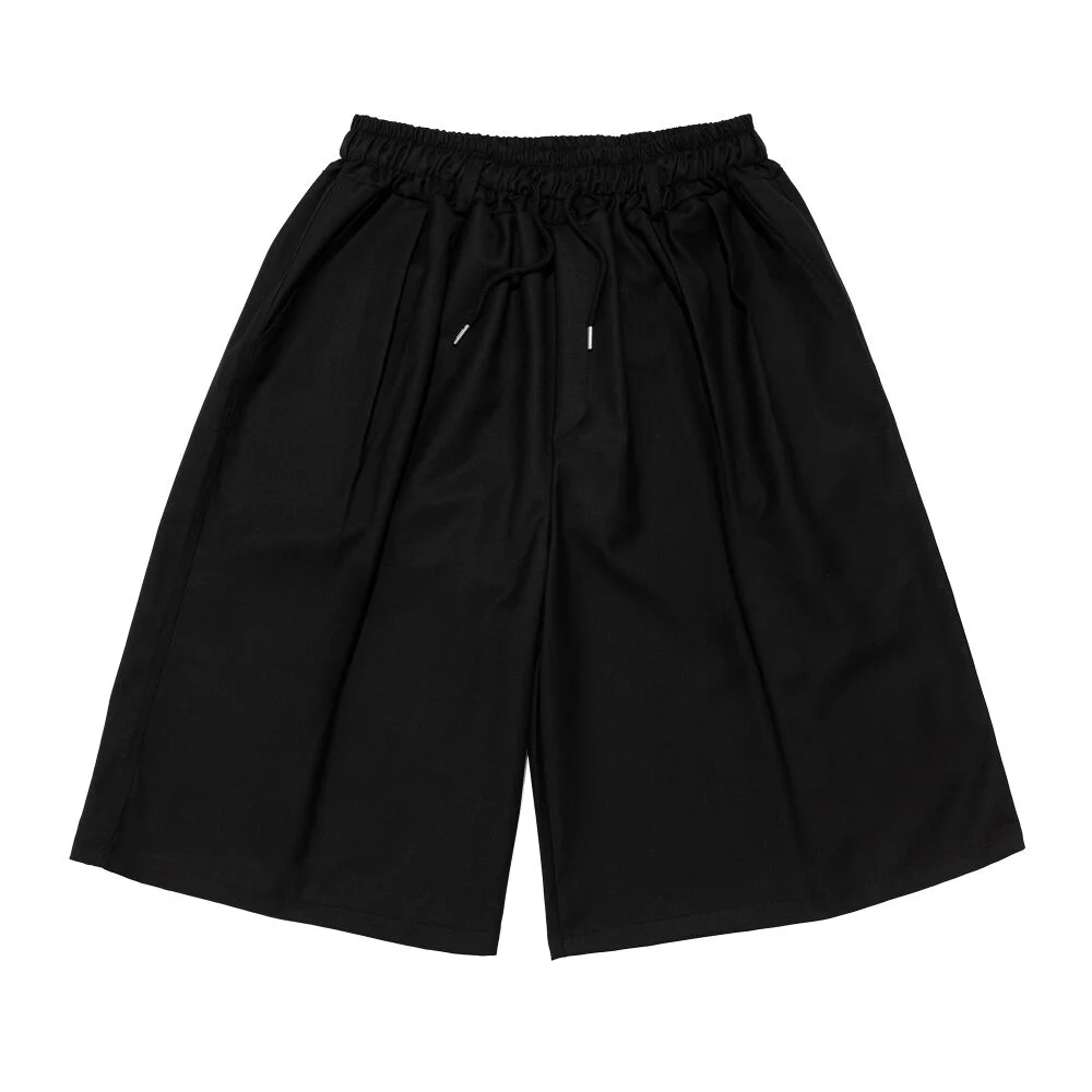TWO-TUCK WIDE BANDING HALF SLACKS (BLACK)