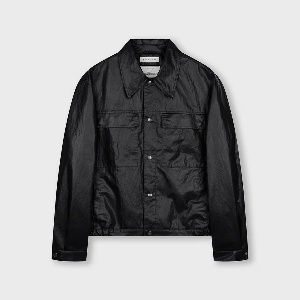 COATED TRUCKER JACKET BLACK
