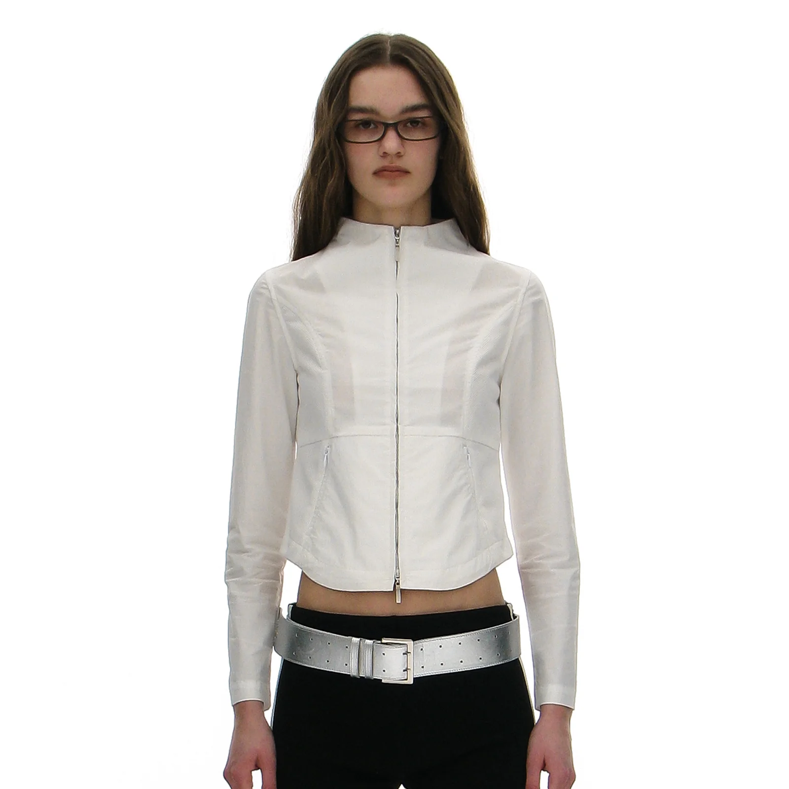 MESH LAYER ZIP-UP JACKET_WHITE